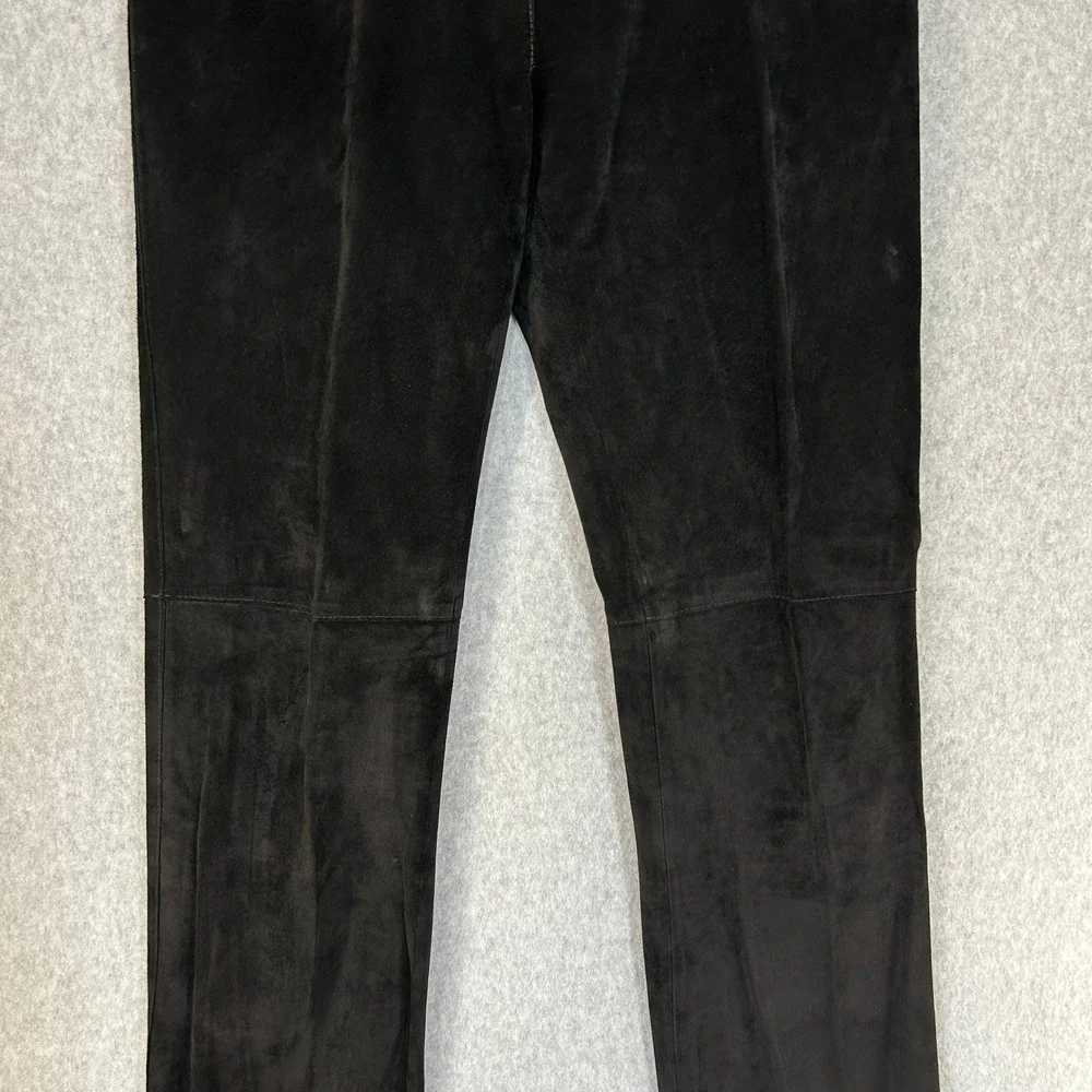 Y2K Kenneth‎ Cole New York Black Suede Leather Pants Straight Leg Womens Size 2